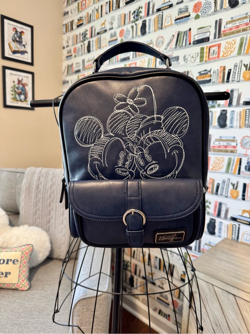 Disney Boutique Navy Embroidered Mickey & Minne Backback - Picture 2 of 15